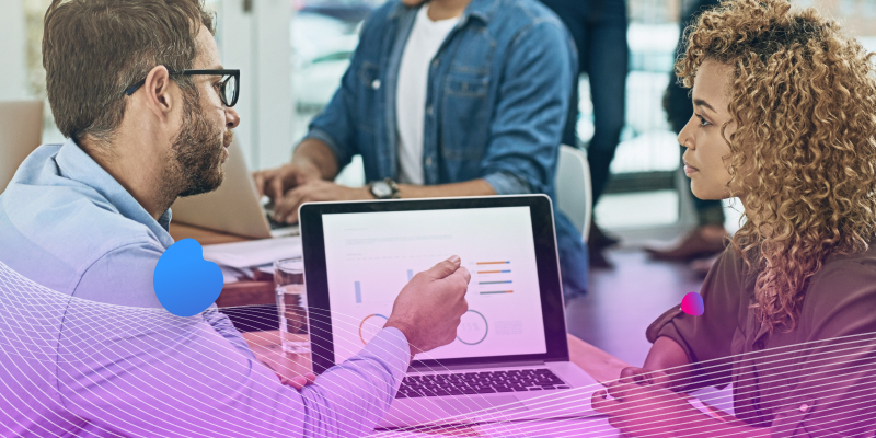 Marketing professionals collaborating using a content marketing platform