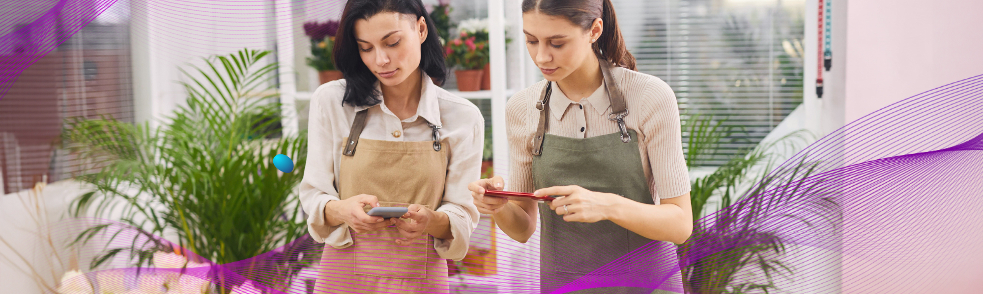 two women taking photos of flowers promoting their business after learning about retail media