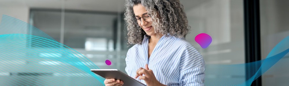 Woman working from a tablet